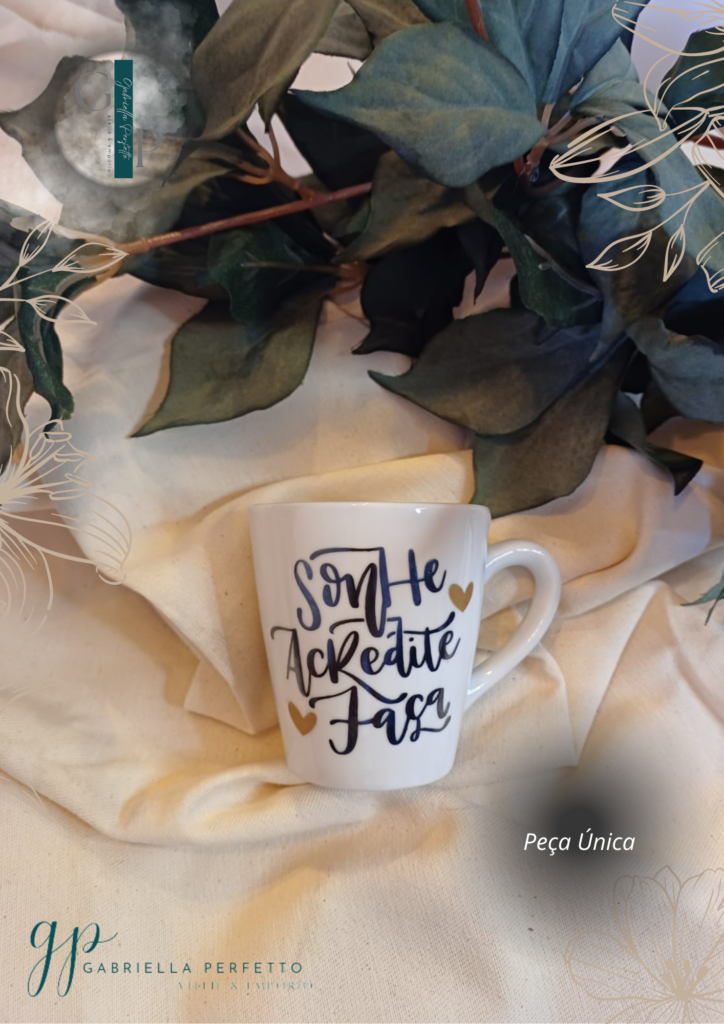 Caneca Porcelana com Frases – 150 ml | Sonhe Acredite Faça