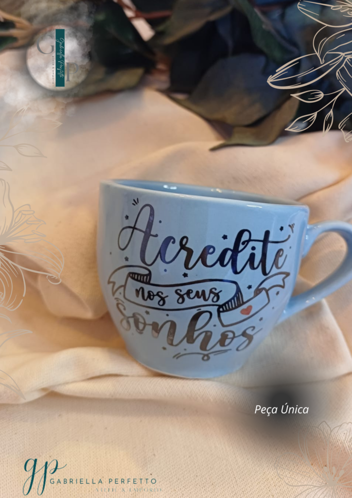 Caneca Porcelana com Frases – 180 ml | Acredite nos seus sonhos