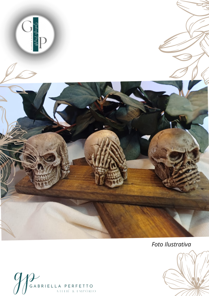 Caveira Crânio Trio Cego Surdo e Mudo