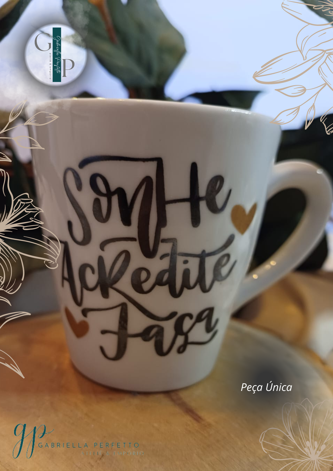 Caneca Porcelana com Frases - 150 ml | Sonhe Acredite Faça - Imagem 3