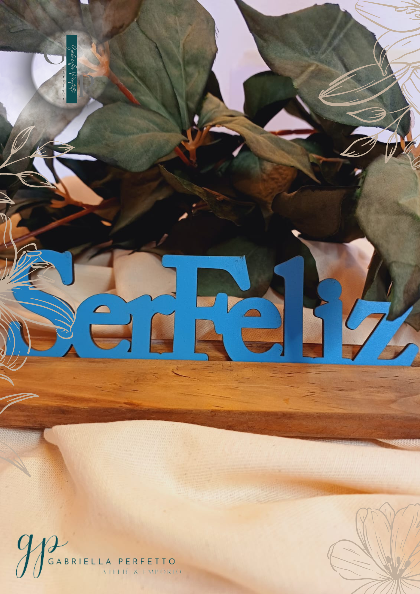 Enfeite De Mesa Decorativa Palavra | Ser Feliz - Imagem 2